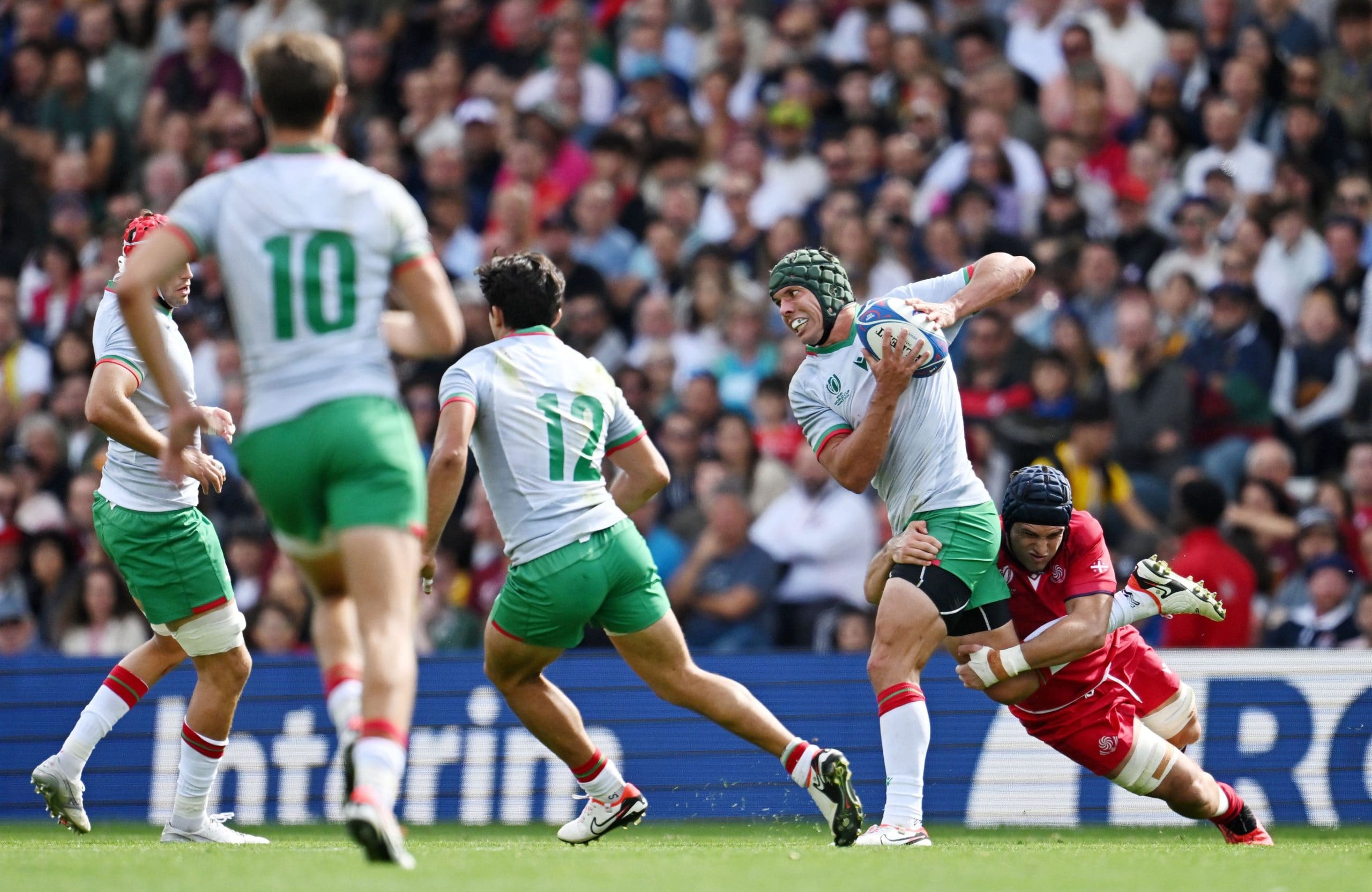 Jogo de rugby entre a geórgia e o conceito de portugal para o torneio de  rugby