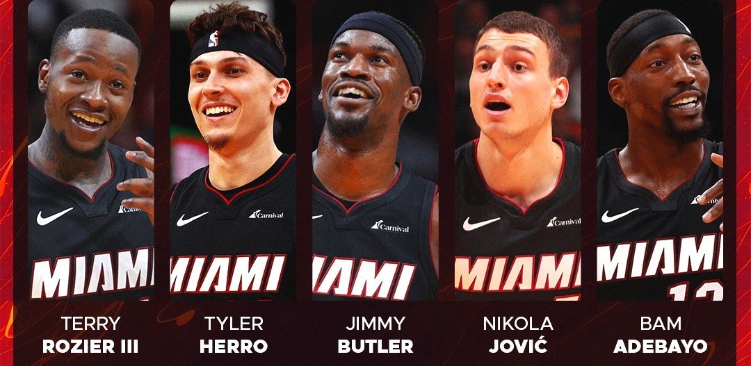 Os 5 do Miami Heat (Foto: Basketballnews)